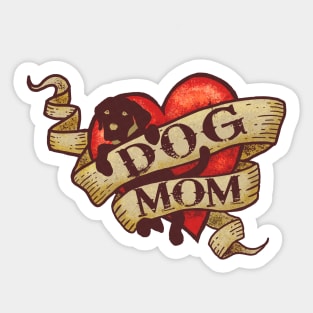 Vintage Heart Dog Mom Sticker